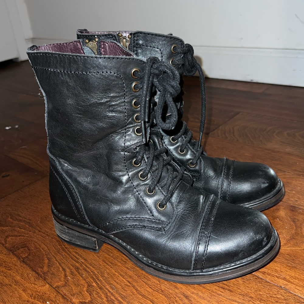 Steve Madden Black Combat Boots